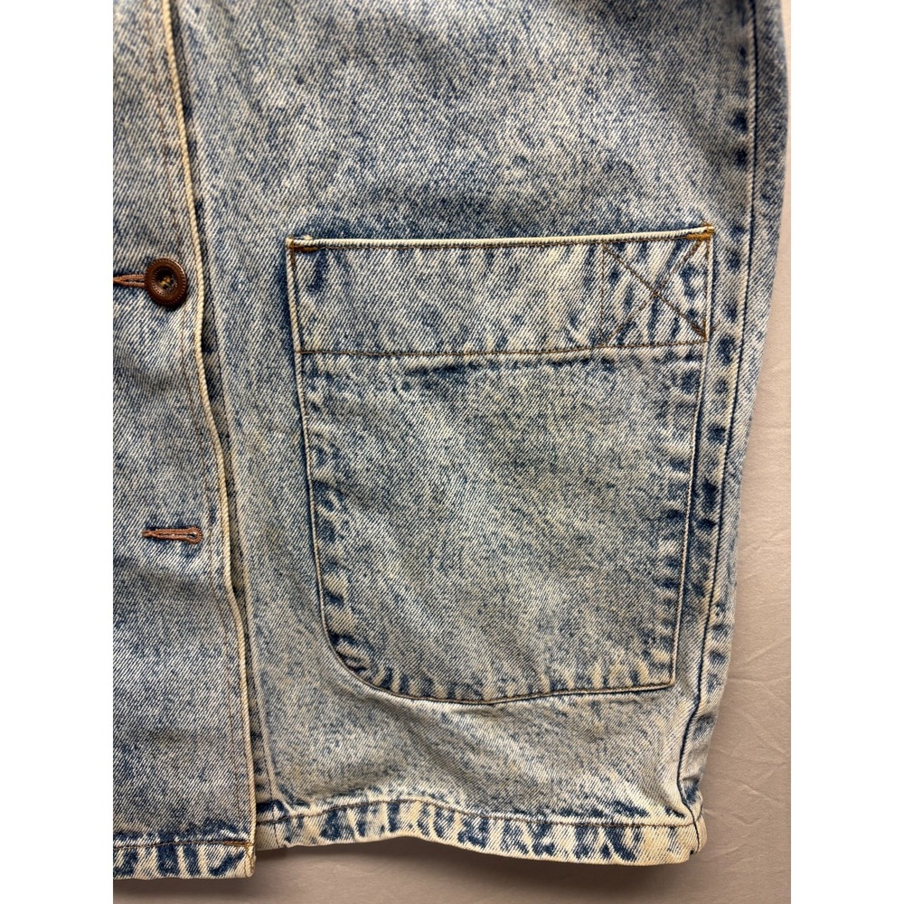 Lee‎ Chore Coat Jacket Mens Blue Denim Cotton Corduroy Collar Pocket Vintage - Picture 15 of 16